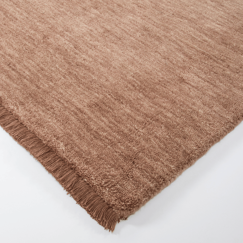 Tapis de salon luxueux 100 % laine de Nouvelle-Zélande à poils épais rose bois de rose