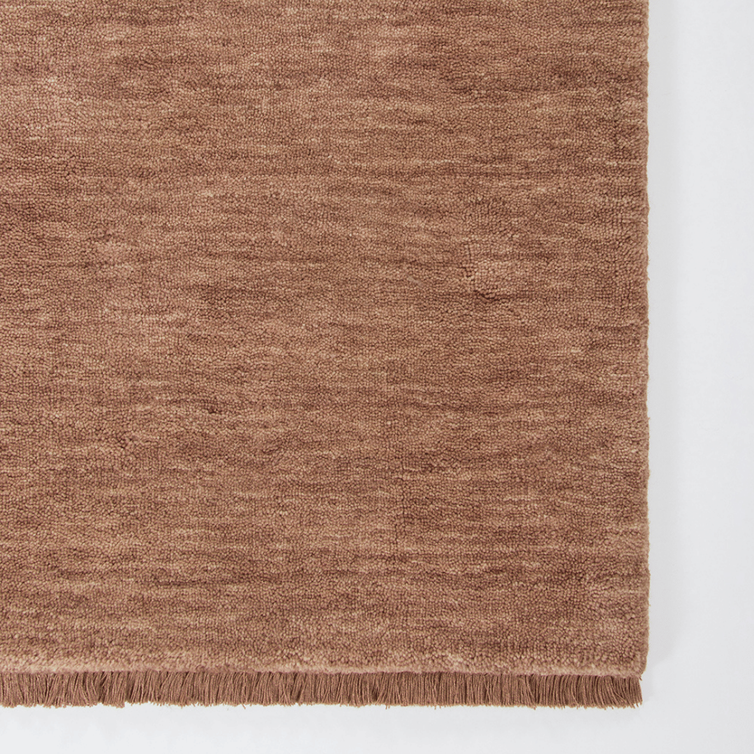 Tapis de salon luxueux 100 % laine de Nouvelle-Zélande à poils épais rose bois de rose