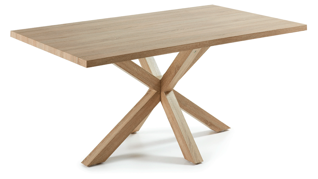 Table à manger rectangulaire contemporaine en MDF et verre trempé avec pieds en étoile en métal pour salle à manger