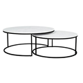 Table basse gigogne ronde de luxe en marbre et acier brossé pour salon