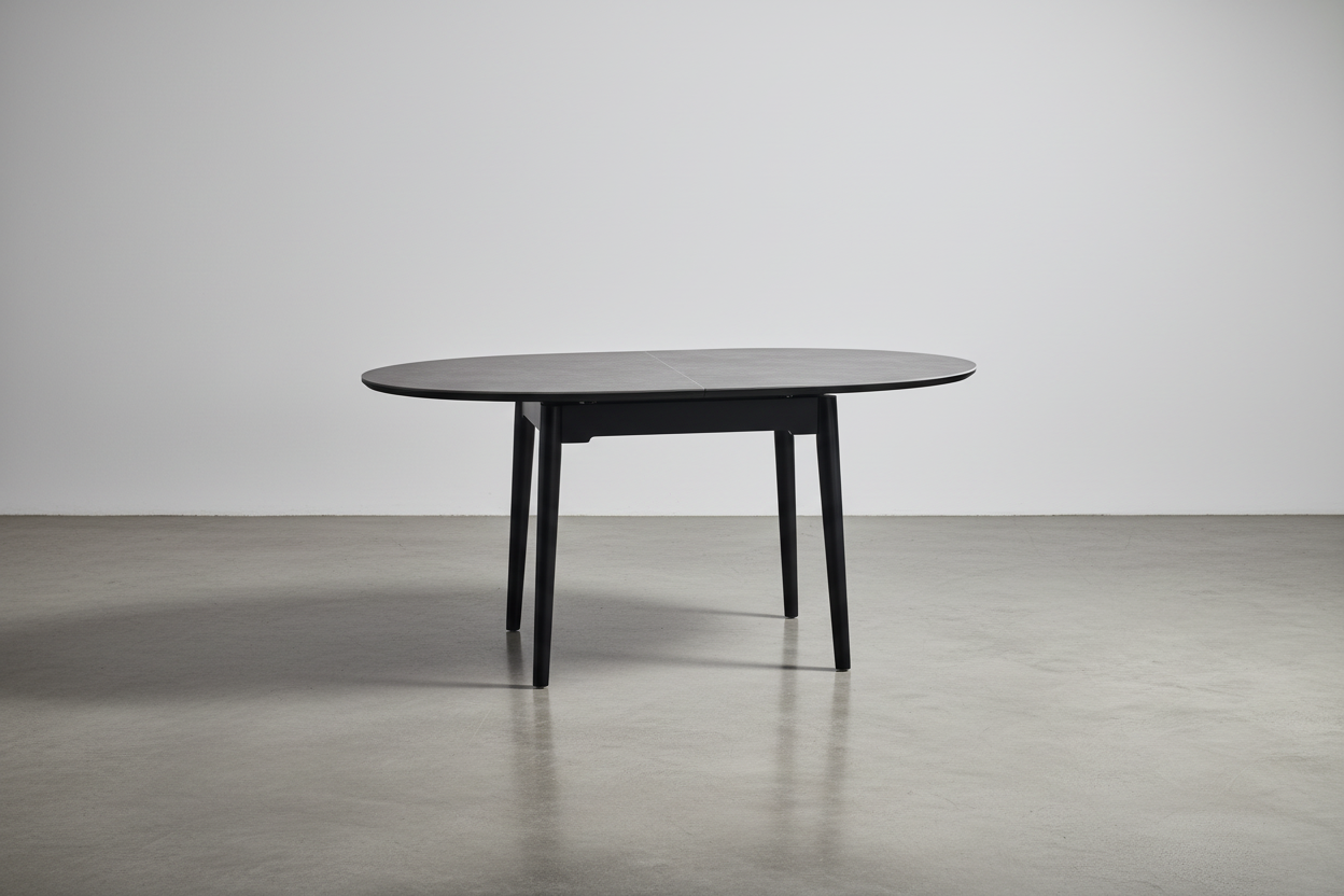 Table à manger extensible contemporaine en céramique avec mécanisme d'extension caché pour salle à manger