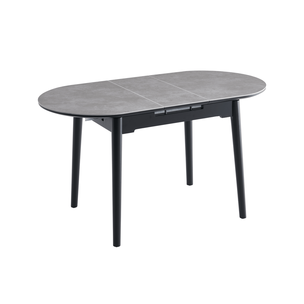 Table à manger extensible contemporaine en céramique avec mécanisme d'extension caché pour salle à manger