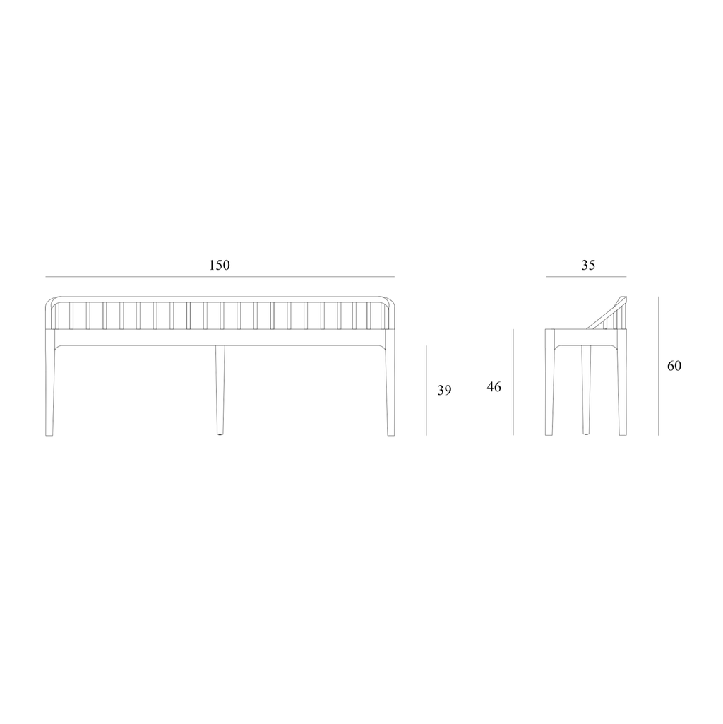 Banc scandinave en chêne massif avec design inspiré des fuseaux pour chambre ou couloir