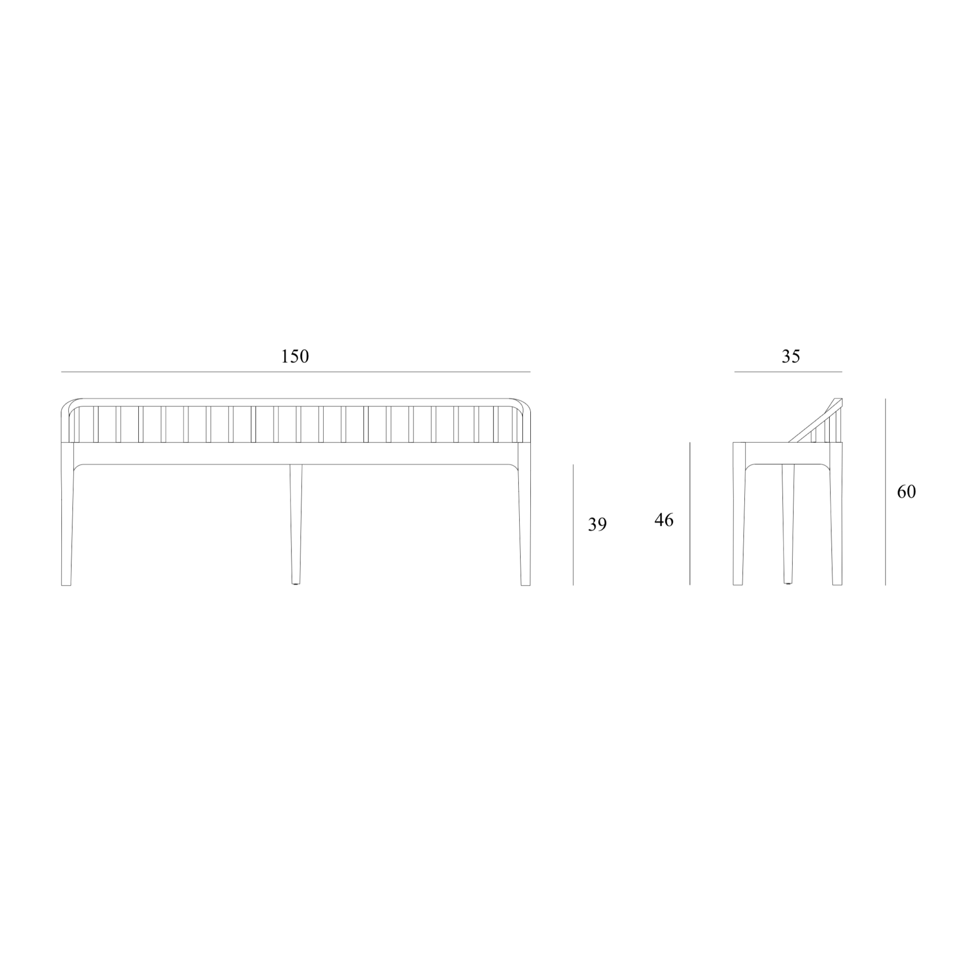 Banc scandinave en chêne massif avec design inspiré des fuseaux pour chambre ou couloir