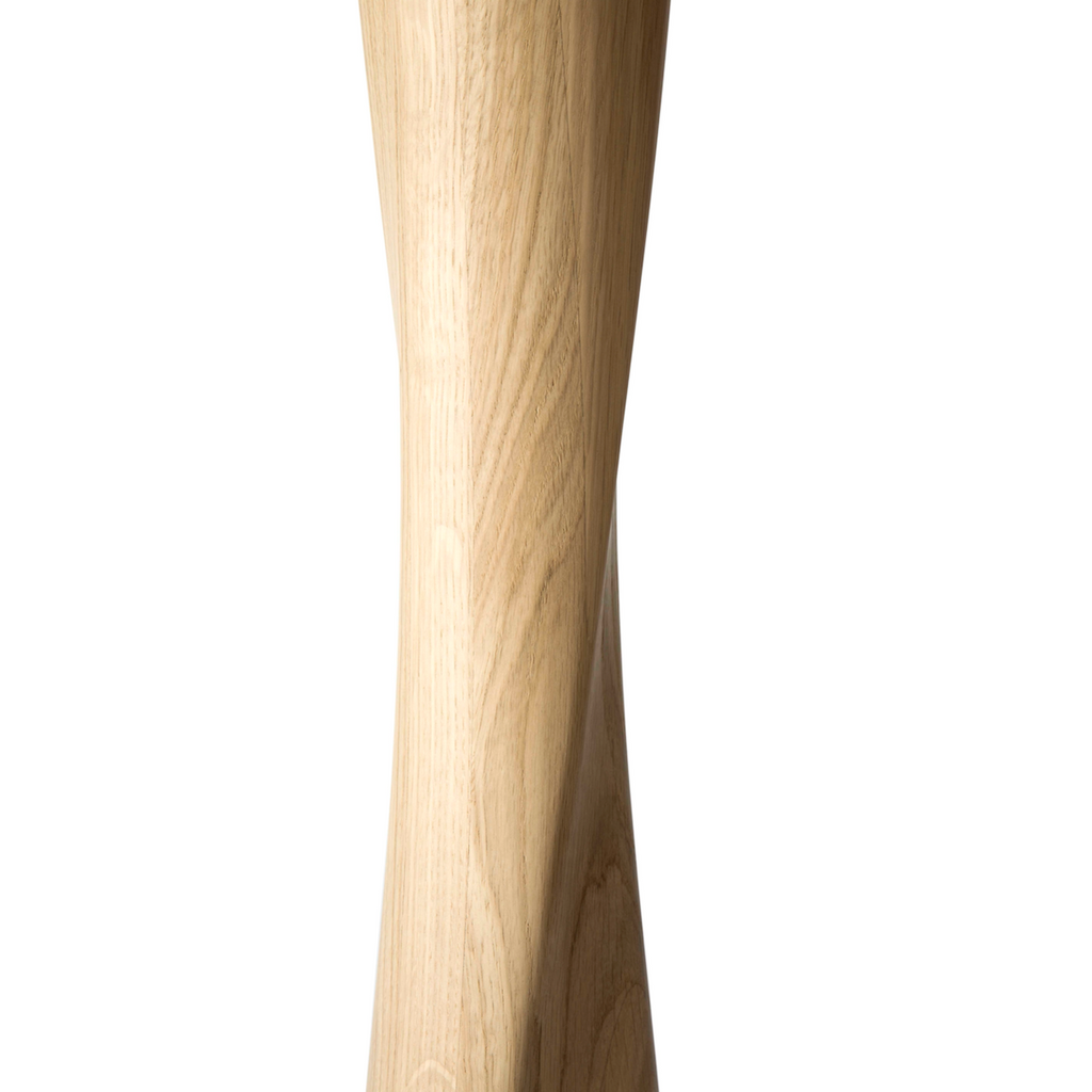 Table à manger ronde scandinave en chêne massif avec pied central sculptural pour salle à manger