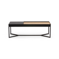 Table basse moderne en stratifié imitation bois avec rangement et compartiment dissimulé à couvercle rabattable pour salon