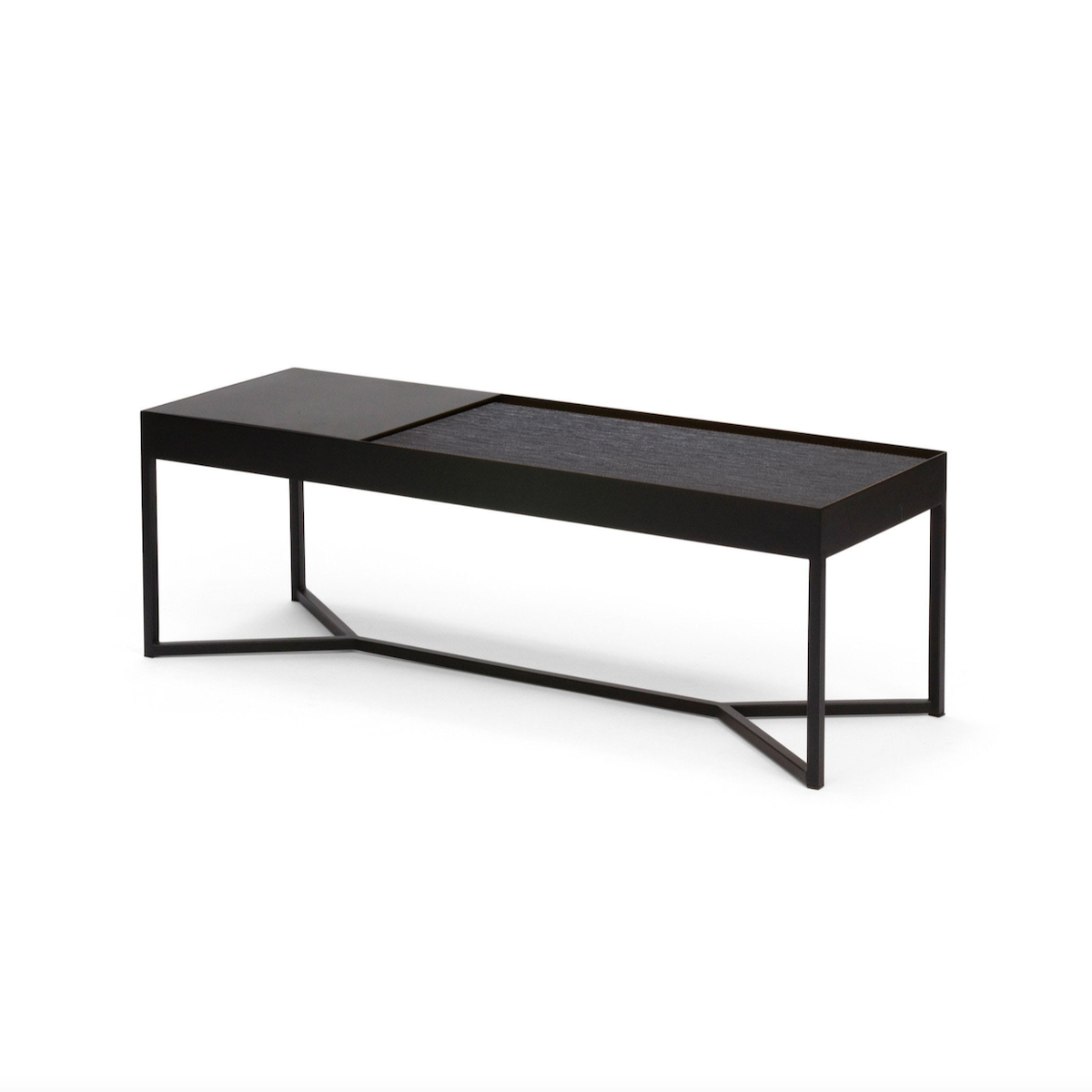 Table basse moderne en stratifié imitation bois avec rangement et compartiment dissimulé à couvercle rabattable pour salon