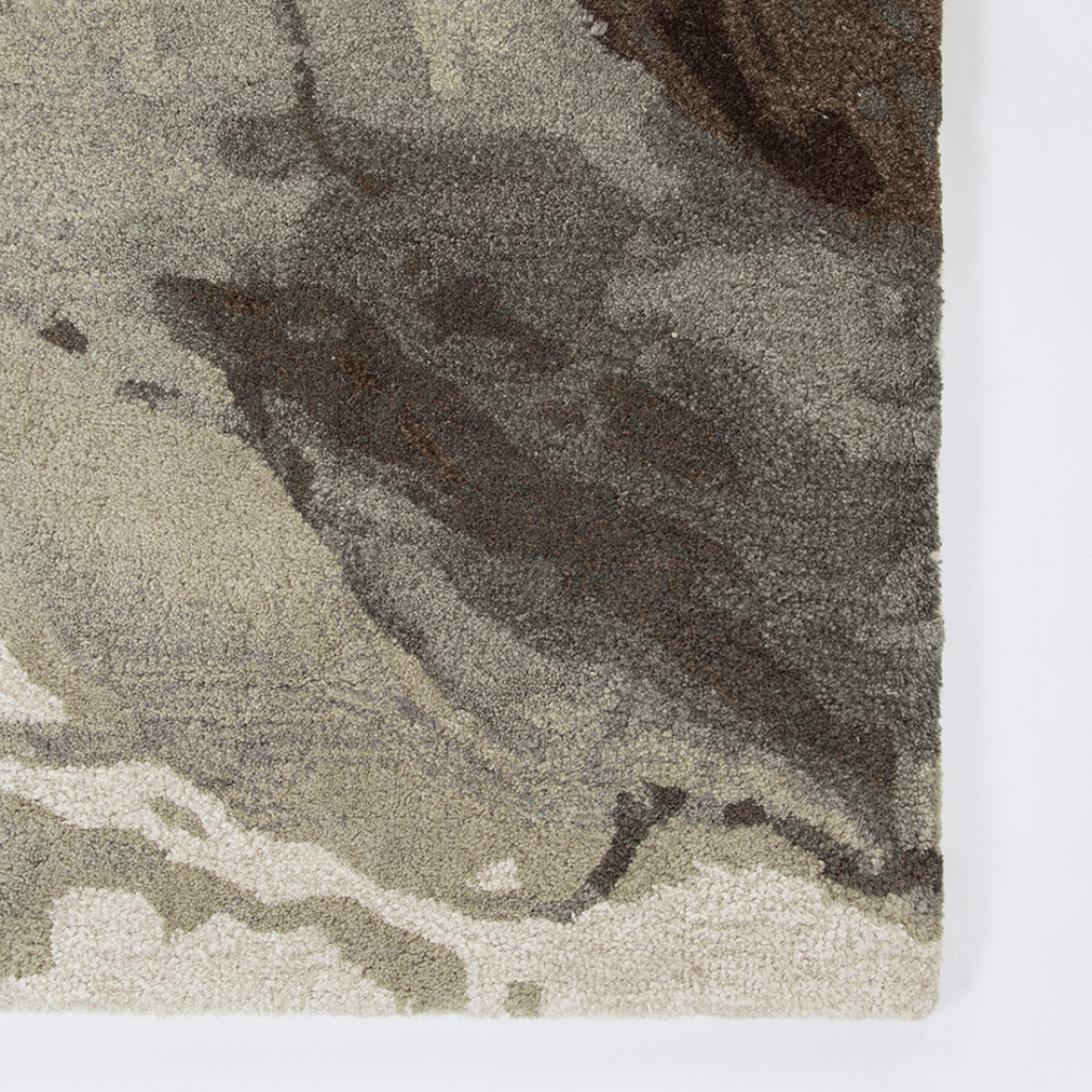 Tapis tufté à la main en laine et viscose, aux tons naturels inspirés du paysage pour le salon