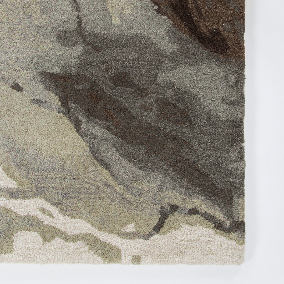 Tapis tufté à la main en laine et viscose, aux tons naturels inspirés du paysage pour le salon