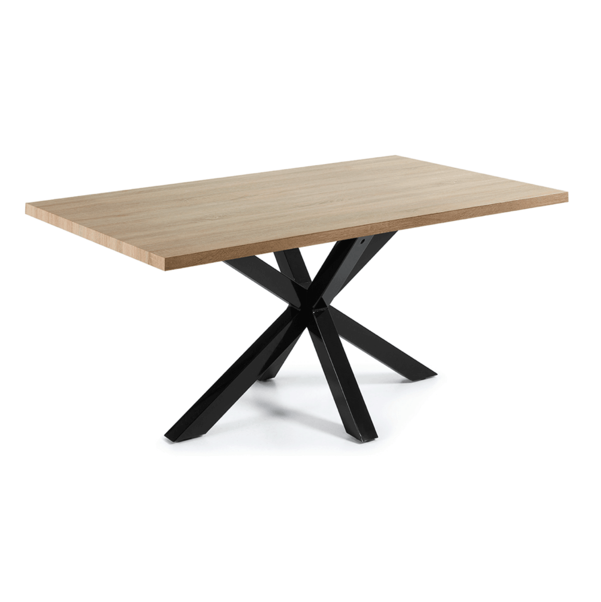 Table à manger rectangulaire moderne en MDF et verre trempé avec pieds étoile personnalisables pour salle à manger