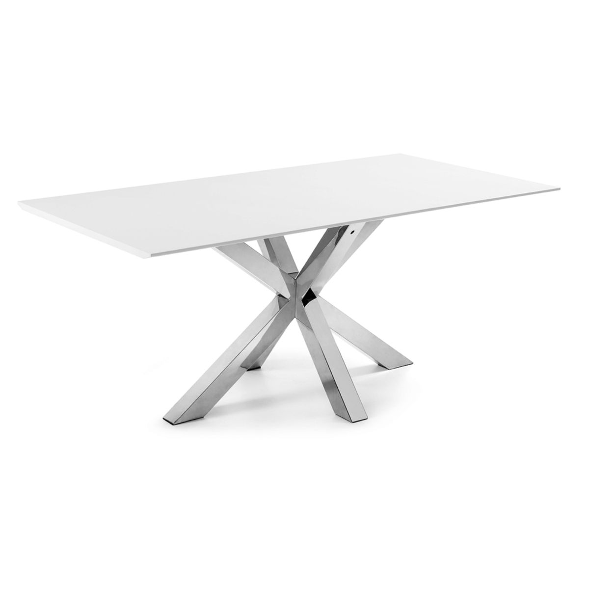 Table à manger rectangulaire moderne en MDF et verre trempé avec pieds étoile personnalisables pour salle à manger