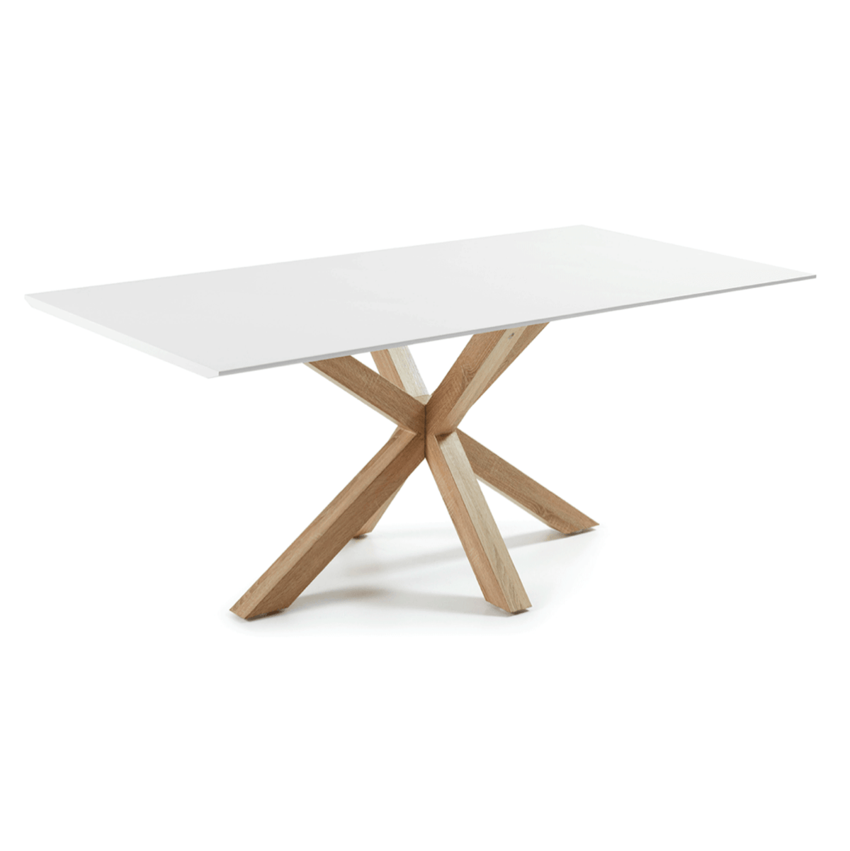 Table à manger rectangulaire moderne en MDF et verre trempé avec pieds étoile personnalisables pour salle à manger
