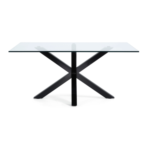 Table à manger moderne en verre trempé avec pieds métalliques en étoile pour salle à manger