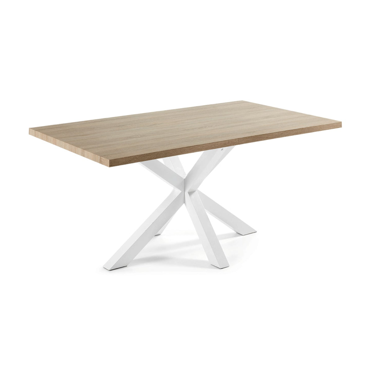 Table à manger rectangulaire contemporaine en MDF et verre trempé avec pieds en étoile en métal pour salle à manger