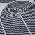 Tapis Rétro 100% Laine Tissé Main à Boucle Coupée, Motifs Lignes Architecturales pour Salon