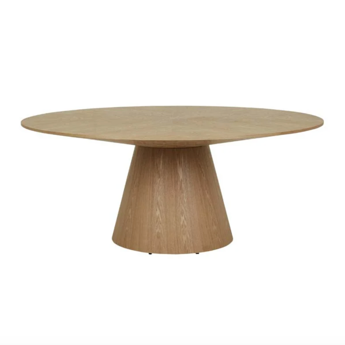 Table de salle à manger ronde d'inspiration japonaise en placage de frêne avec pied central et rangement dissimulé