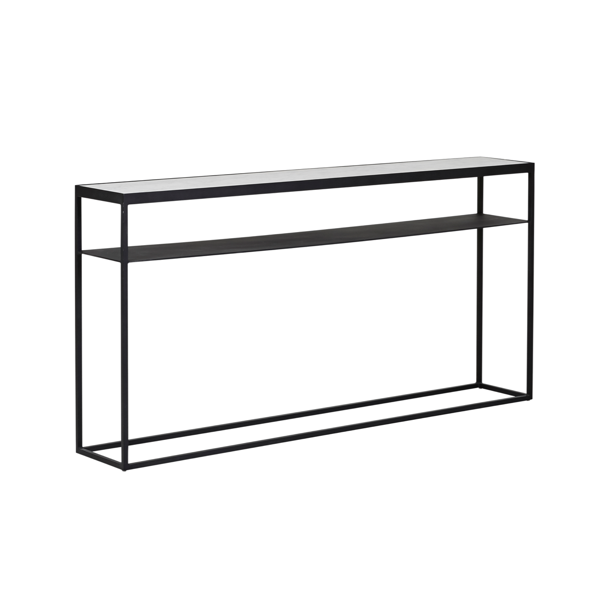 Console étroite moderne en marbre massif avec étagère inférieure pour couloir