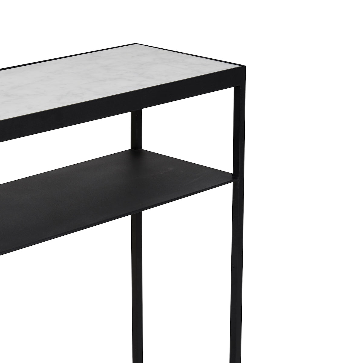 Console étroite moderne en marbre massif avec étagère inférieure pour couloir