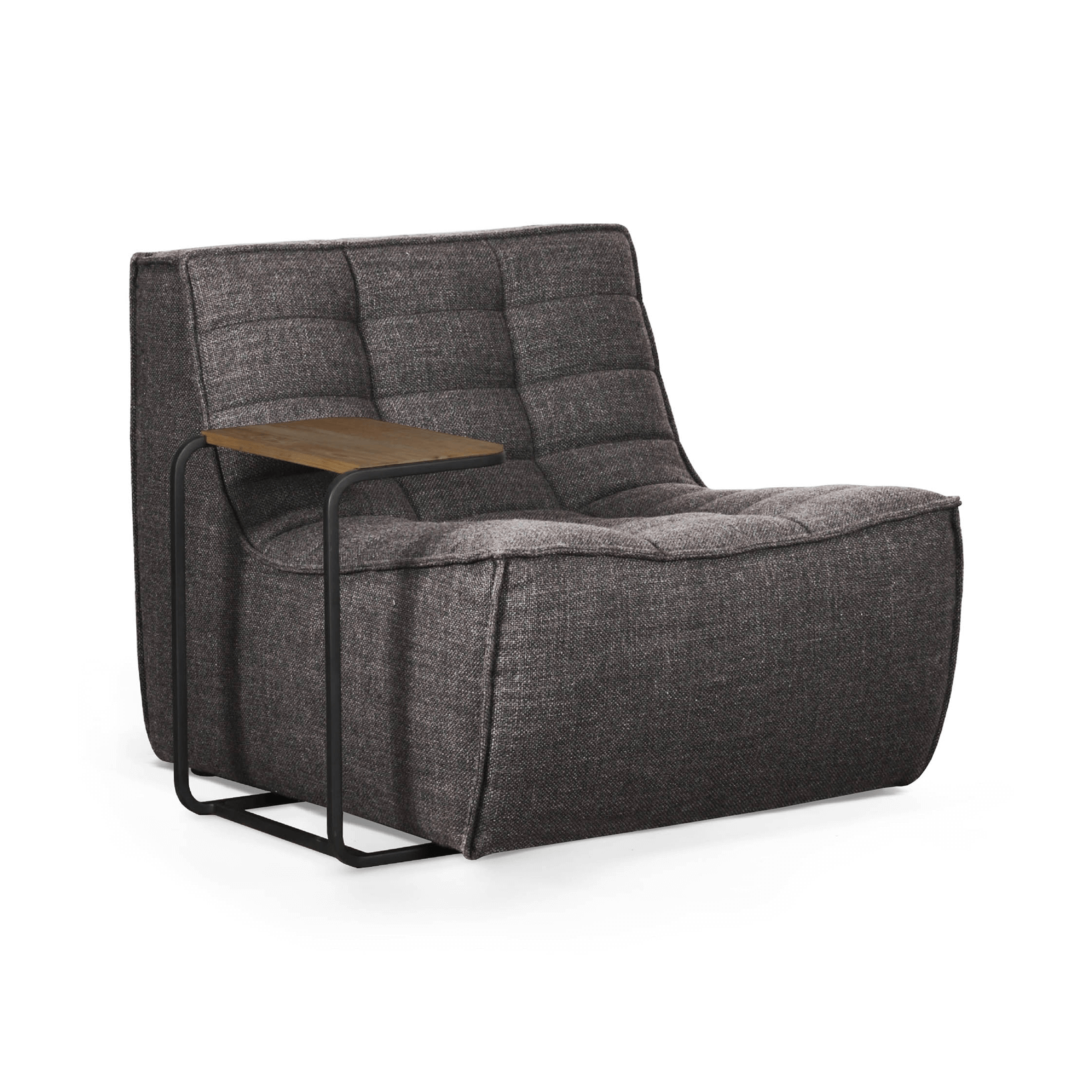 Fauteuil moderne en polyester-acrylique avec assise capitonnée incurvée pour salon