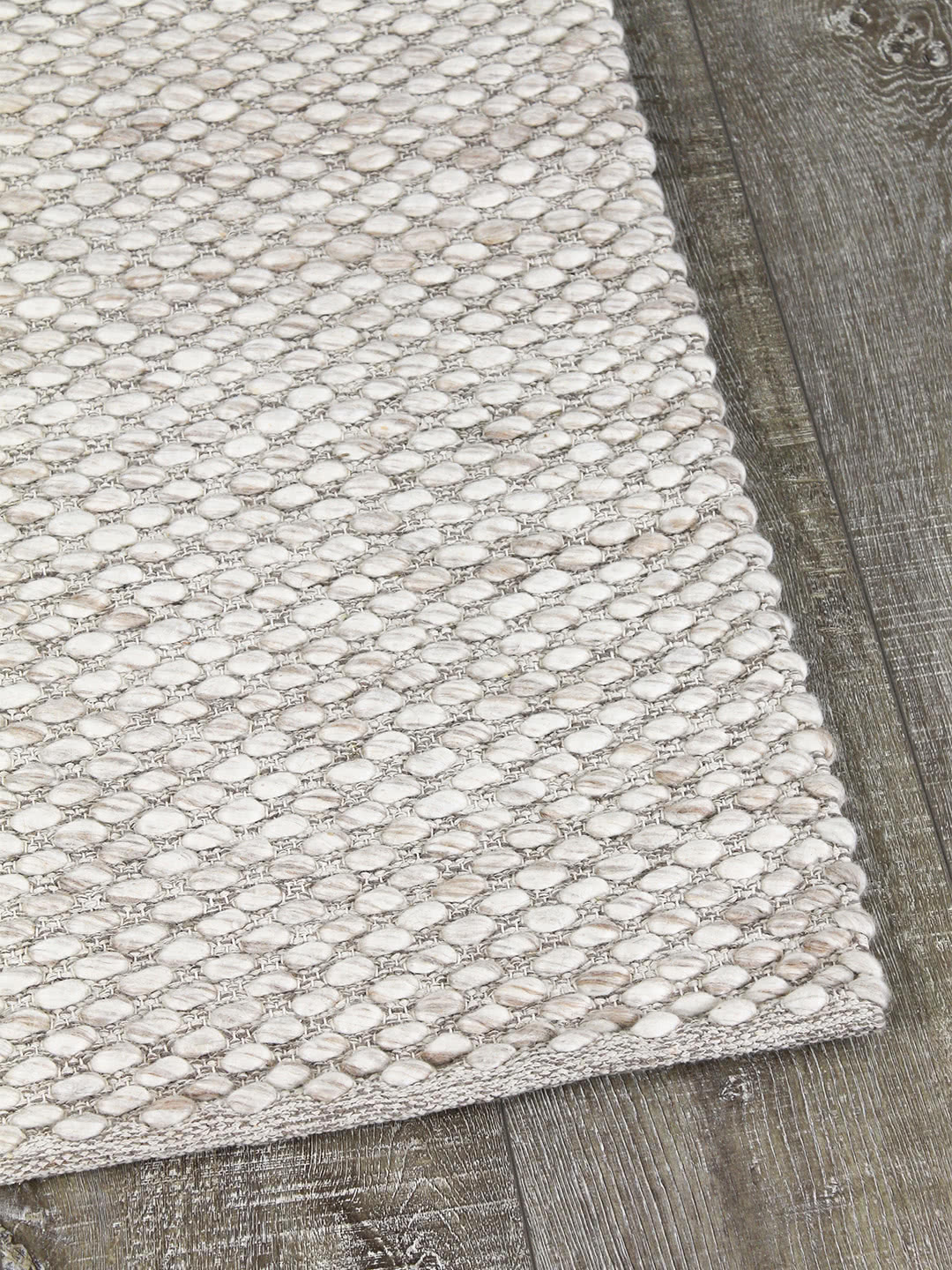 Tapis bohème en laine tissé plat 100 %, motif chiné beige pour salon
