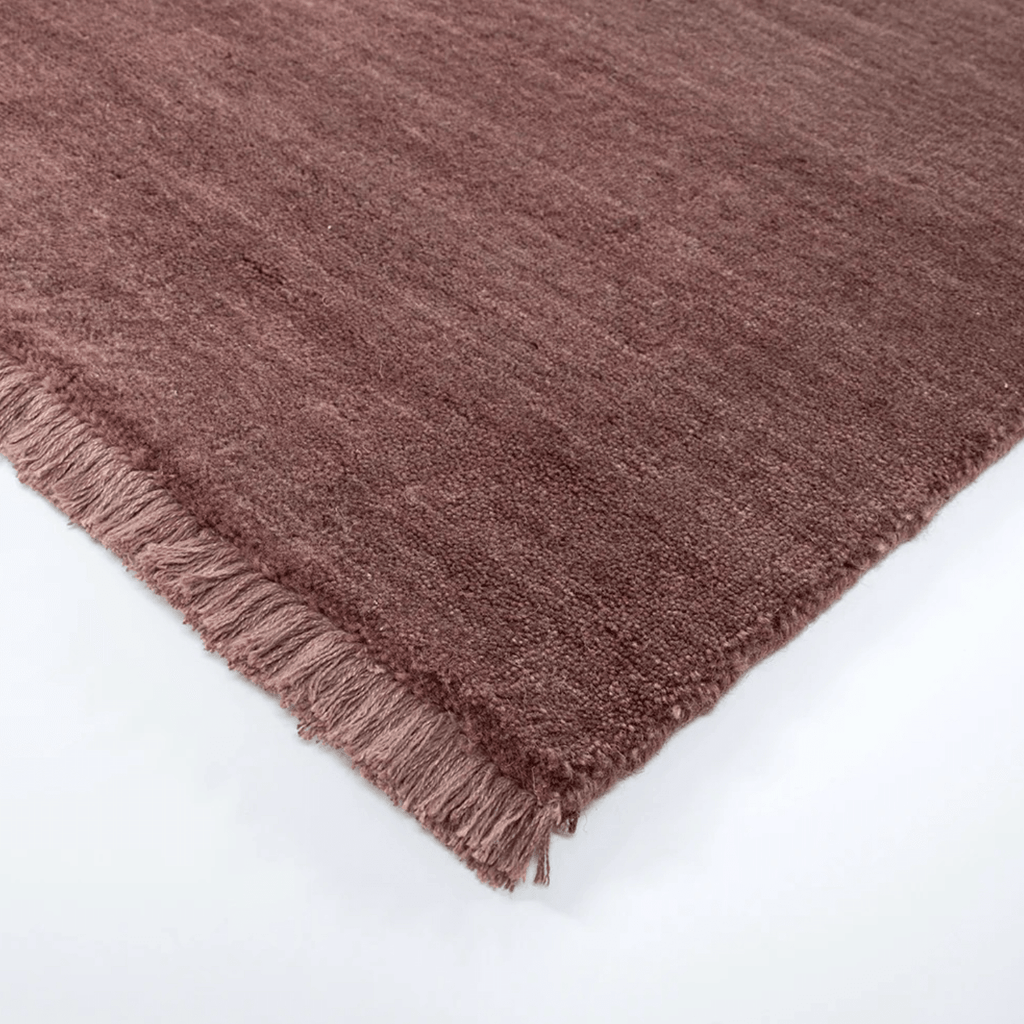 Tapis luxueux 100 % laine de Nouvelle-Zélande avec poil dense et confortable, couleur merlot, pour le salon