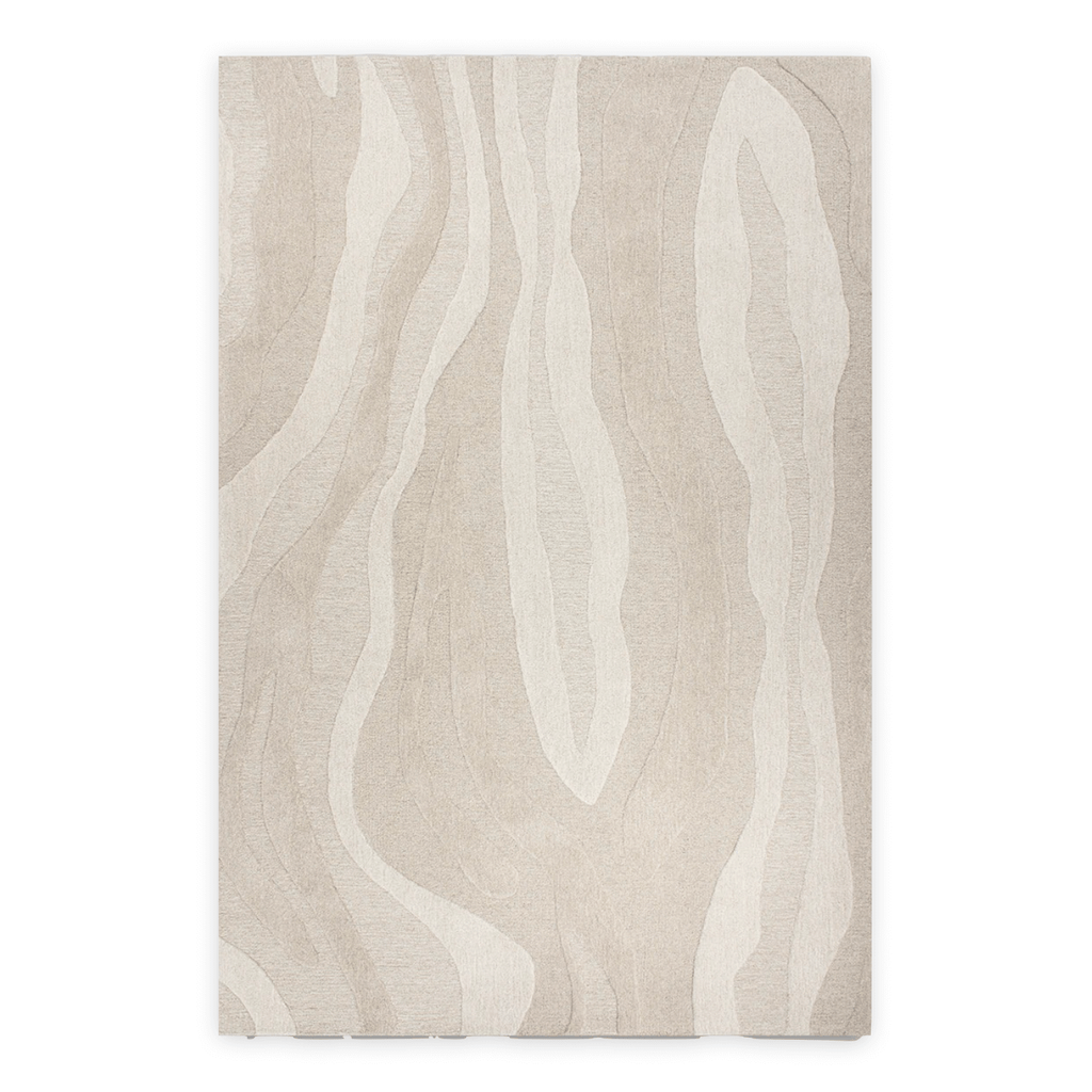Tapis 100 % laine tufté à la main Coastal avec motif à courbes organiques pour salon