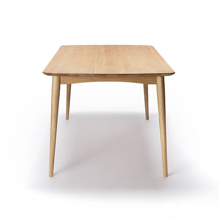 Table à manger rectangulaire en chêne américain massif d'inspiration japonaise avec traverse cintrée pour salle à manger