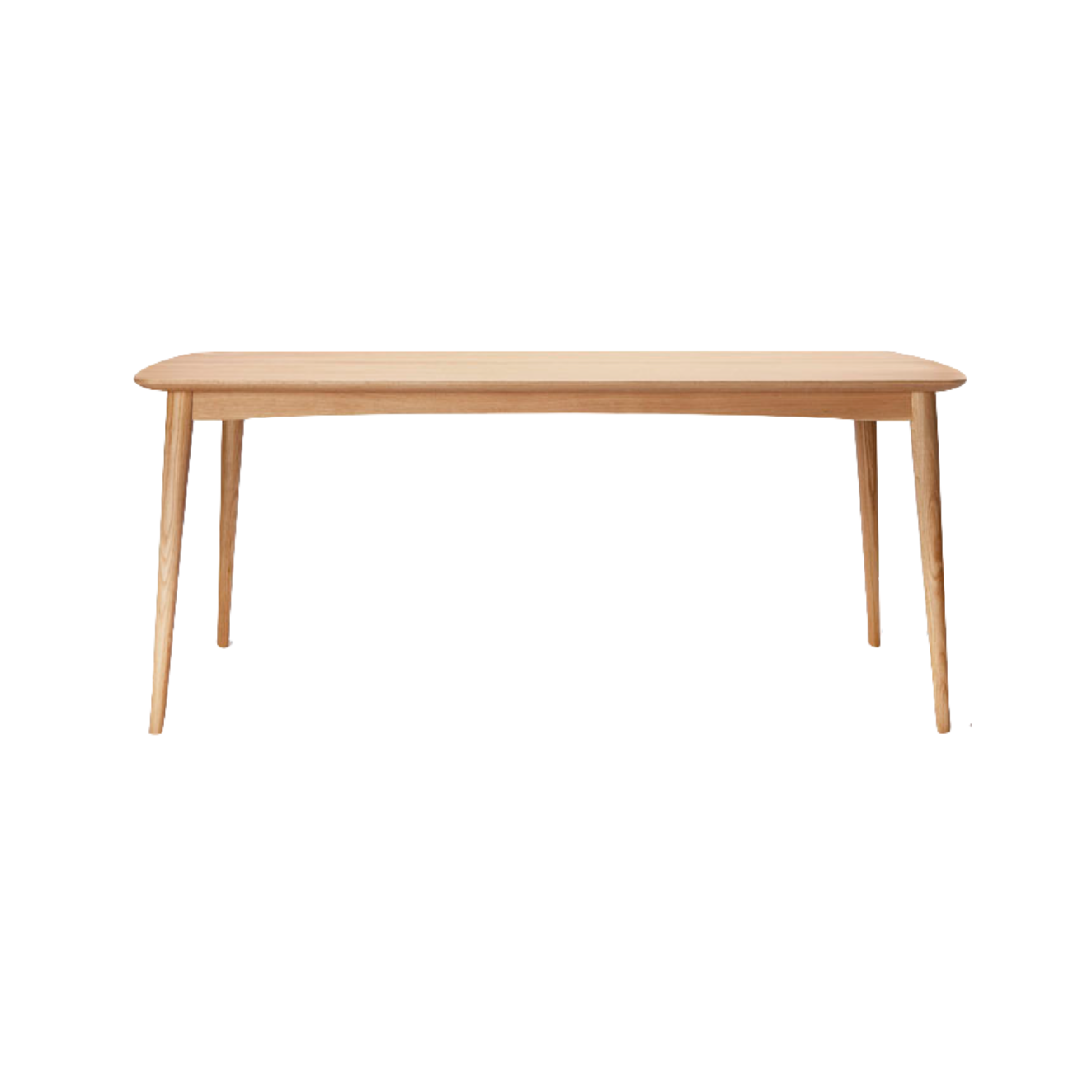Table à manger rectangulaire en chêne américain massif d'inspiration japonaise avec traverse cintrée pour salle à manger