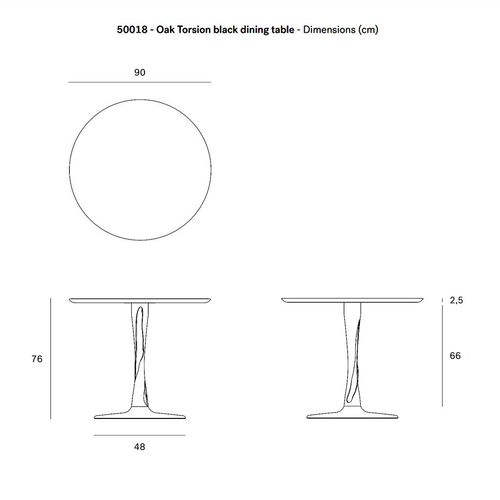 Table à manger ronde scandinave en chêne massif avec pied central sculptural pour salle à manger
