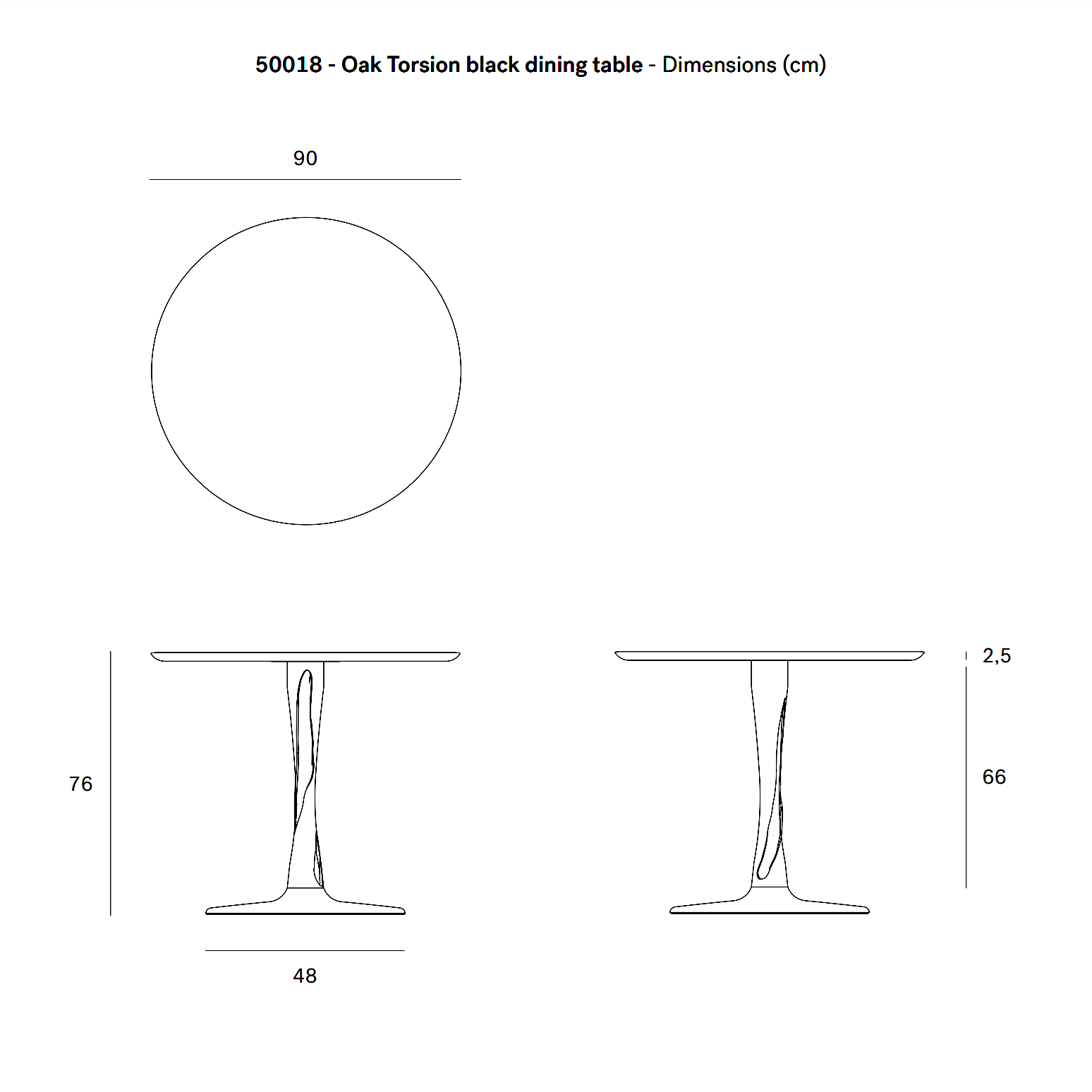 Table à manger ronde scandinave en chêne massif avec pied central sculptural pour salle à manger